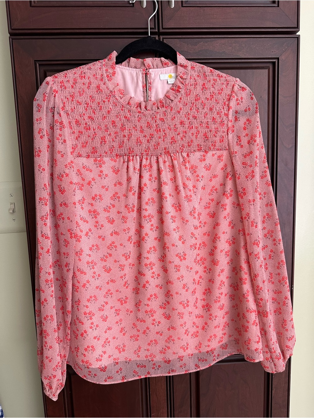 Pink Boden Floral Smocked Yoke Blouse